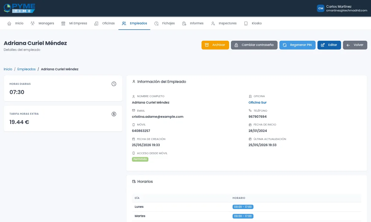 Employee profile - PymeTime